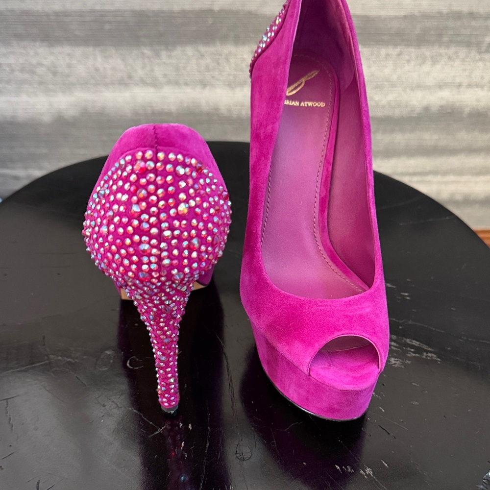 Brian Atwood Pink Embellished Platform Heels